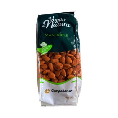 Busta da 1 kg di mandorle sgusciate italiane naturali con pellicina, Voglia di Natura Campobasso